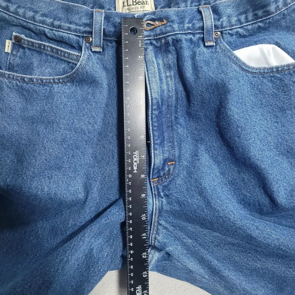 L.L.Bean Relaxed Fit Flannel Lined Jeans Mens 38x30 Blue Med Wash Denim Cotton